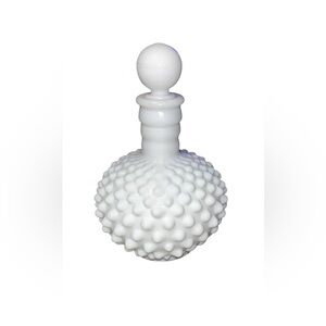 Large Vintage Hobnail Milk Glass Perfume Bottle * Flawed *